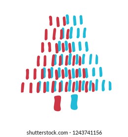 Hand drawn icon vector cartoon pine tree. Christmas tree and New Year, greeting cards. Isolated vector for holiday backgrounds, flyer, invitation, banner, design cards, scrapbooking