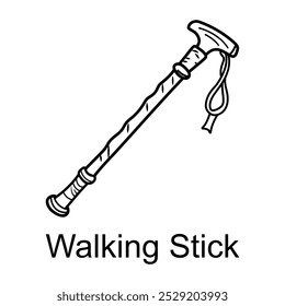 Hand drawn icon of a walking stick
