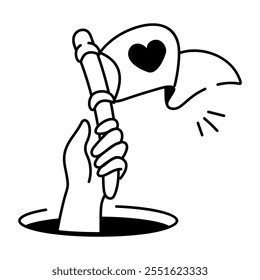 A hand drawn icon of hand waving flag 

