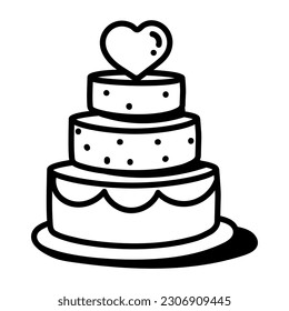 Hand drawn icon of wedding cake 