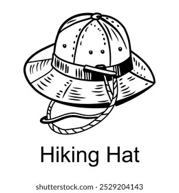 A hand drawn icon of a wide-brimmed hiking hat