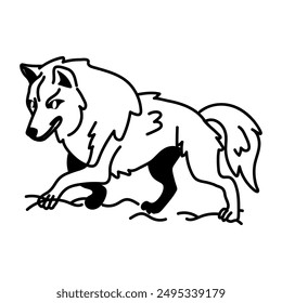 Un icono dibujado a mano del personaje del lobo 