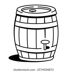 A hand drawn icon of wooden barrel 

