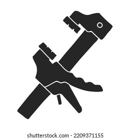 Hand drawn icon Woodworking clamp illustration.