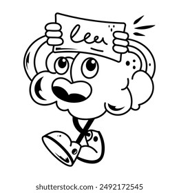 A hand drawn icon of worried brain 