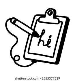 A hand drawn icon of writing a note 

