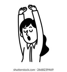 Hand drawn icon of a yawning character 
