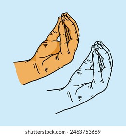 hand drawn of iconic italian hand sign vector illustration