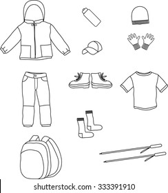Hand drawn icons about hiking, camping, tourism and outdoor activity,icon vector,hiking vector,white,black,hand drawn icon vector,hand drawn hiking vector