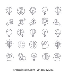 hand drawn icons brain set