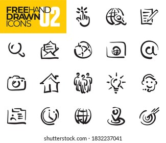 Hand Drawn Icons. Contact Line Icons. Business Icons Set. Doodles.