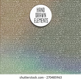 Hand drawn icons and elements pattern. Digital illustration