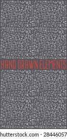 Hand drawn icons and elements pattern. Digital illustration