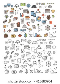 Hand drawn icons and elements pattern.