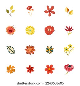 Hand Drawn Icons of Floral Designs

