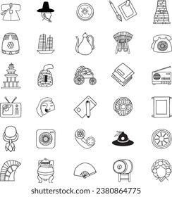 Hand drawn Icons Of Korean Tradition