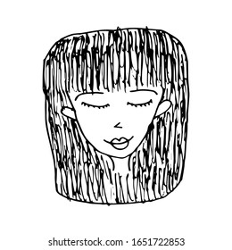 Hand drawn icons national women of color day. Different faces. March 1. Stock vector illustration.