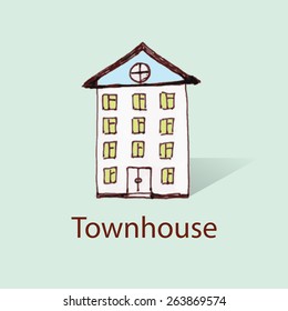 Hand drawn icons of residential buildings, for real estate infographics, web sites, and printed media.