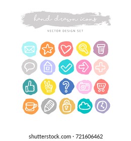 Hand drawn icons set in bright colors