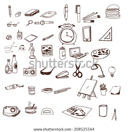 hand drawn Icons set school