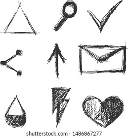 Hand drawn icons set. Stylized vector Icons