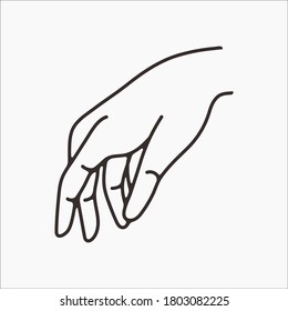 hand drawn hand icons in simple minimalistic line art style. logo elements illustrations for graphic design, logos and branding, social media icons. hand poses, pointing, holding, reaching, grasping.