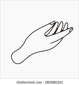hand drawn hand icons in simple minimalistic line art style. logo elements illustrations for graphic design, logos and branding, social media icons. hand poses, pointing, holding, reaching, grasping.