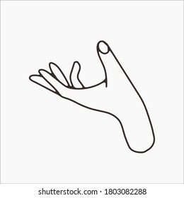 Hand Drawn Hand Icons In Simple Minimalistic Line Art Style. Logo Elements Illustrations For Graphic Design, Logos And Branding, Social Media Icons. Hand Poses, Pointing, Holding, Reaching, Grasping.