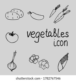 hand drawn icons of vegetables