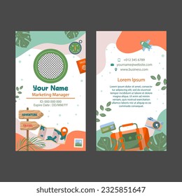 Hand drawn id card travel agency with flat color concept