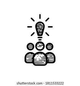 Hand Drawn idea community icon vector illustration isolated on white background