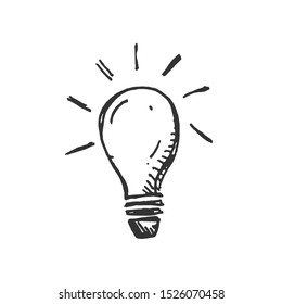 Hand Drawn Idea Light Bulb Icon Black. On White Background. Vector Illustrator. Symbol. Web