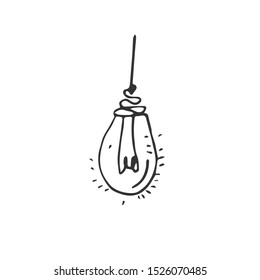 hand drawn Idea Light bulb icon black. on white background. vector Illustrator. symbol. web
