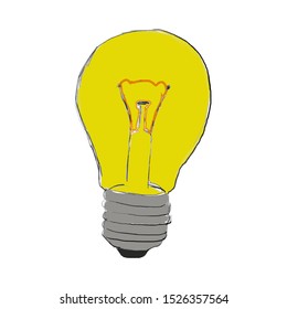 hand drawn Idea Light bulb icon vector on white background concept flat illustration.