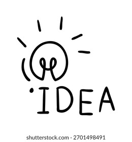 Hand drawn idea light bulb outline element vector icon design
