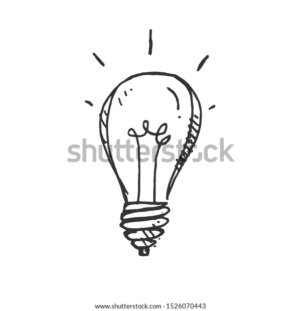 手描きのアイデア電球アイコン黒 白い背景に ベクターイラストレータ 記号 ウェブ のベクター画像素材 ロイヤリティフリー