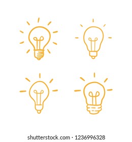 Hand drawn idea symbol, light bulb doodle sketch.