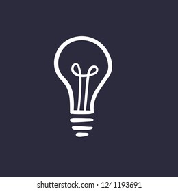 Hand drawn idea symbol, light bulb doodle sketch.