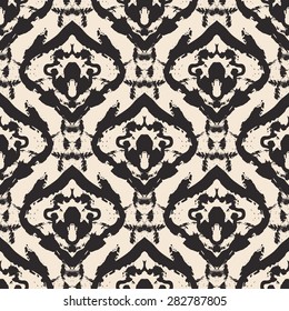 Hand drawn ikat batik painted seamless pattern. Vector illustration for tribal ikat design. Ethnic ikat batik motif. For ikat batik invitation, ikat batik textile, ikat batiker, wrapping paper.
