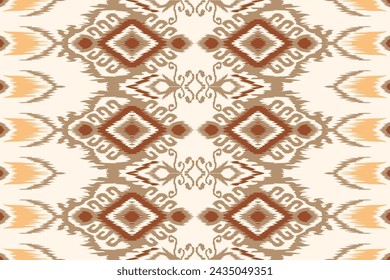Hand drawn Ikat floral paisley embroidery on white background.geometric ethnic oriental pattern traditional.Aztec style abstract vector illustration.