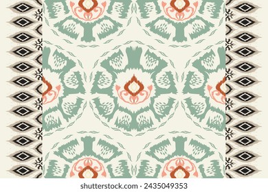 Hand drawn Ikat floral paisley embroidery.geometric ethnic oriental pattern traditional.Aztec style abstract vector illustration.