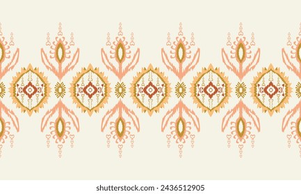 Hand drawn Ikat floral paisley embroidery.Ikat ethnic oriental pattern traditional.Aztec style abstract vector illustration.