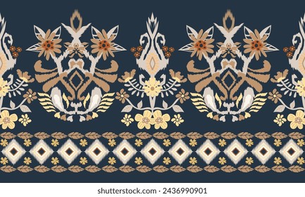 Hand drawn Ikat floral paisley embroidery.Ikat ethnic oriental pattern traditional.Aztec style abstract vector illustration. great for textiles, banners, wallpapers, wrapping - vector design