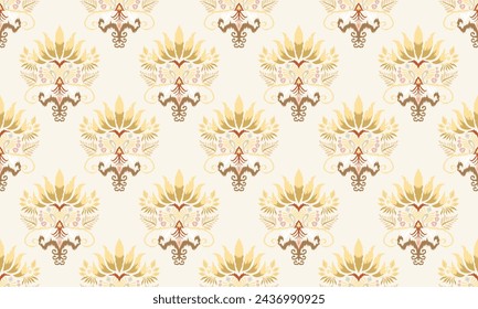 Hand drawn Ikat floral paisley embroidery.Ikat ethnic oriental pattern traditional.Aztec style abstract great for textiles, banners, wallpapers, wrapping - vector design