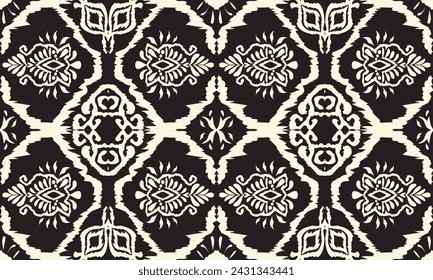 Dibujado a mano Ikat patrón sin fisuras vector lazo teñido shibori impresión con líneas y rayas tinta textura de fondo vector japonés.