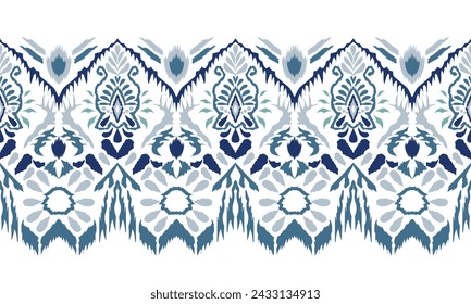 Hand drawn Ikat seamless pattern vector tie dye shibori print with lines and stripes ink texture Japanese background vector ethnic fabric fashion bohemian endless watercolor texture African carpet.