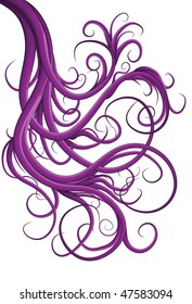 Hand drawn illustrated jumbled purple swirls