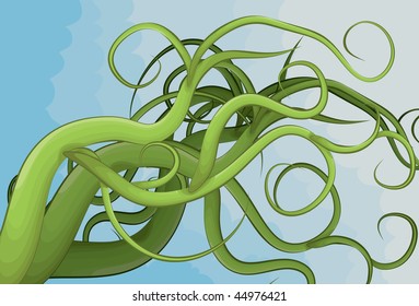 Hand drawn illustrated jumbled weed vines. eps10 file