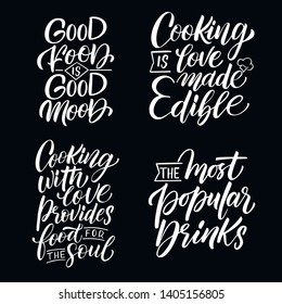 Hand drawn illustrated lettering quote - Cooking. Great typography for poster, card or restaurant.