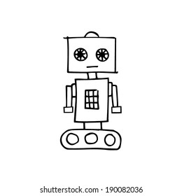 Hand drawn illustrated line art Illustration of a sketch robot